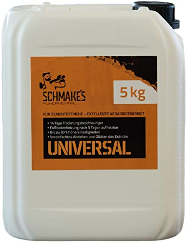 SCHMAKES Universal Estrichbeschleuniger 5kg für ca. 25m² Zement-Estrich | IBF-Zertifiziert, 4 Wochen schneller, Zusatzmittel, Plastifizierer, Schnellbinder, Trocknungsbeschleuniger, Beton-Estrich
