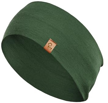 menique 100% Merino Damen Stirnband: menique rutschfeste Schweißbandbreite Ohrwärmer für das Laufen Wandern Yoga Sport-Stirnbänder für Feuchtigkeitsableitung und Haarband (Universal, Dunkelgrün)
