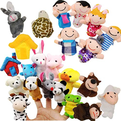 JZK 24 x Klein Tier Fingerpuppe Set plüschtier Handpuppe Mitgebsel Geschenk Gastgeschenk für Geburtstag Kinder Party Tasche Füllstoffe Weihnachten