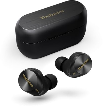 Technics EAH-AZ80E-K Kabellose Kopfhörer mit Geräuschunterdrückung, komfortable In-Ear-Kopfhörer, Kopfhörer mit integriertem Mikrofon, anpassbare Passform, bis zu 7 Stunden Spielzeit, Schwarz
