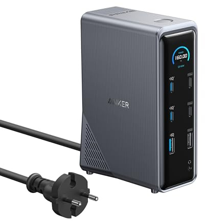 Anker Prime Dockingstation, 14-Port mit 160W Max. Leistung, 10Gbit/s schnelle Datenübertragung, smartes Interface in Echtzeit, Audio und Ethernet Ports, Dual 4K Displays für Dell, HP, Lenovo und mehr