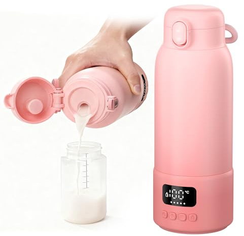 Tragbarer Flaschenwärmer Baby für Unterwegs: 500ml Heizmodi für Muttermilch und Wasser Schnelles Aufheizen und Lange Akkulaufzeit Große Kapazität für den Ganzen Tag