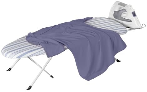 Honey-Can-Do Bügelbrett mit Bügeleisenablage, zusammenklappbar, BRD-09222, Blau, 81,3 x 30,5 cm (L x B)