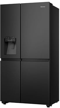 Hisense RS818N4TFC Side by Side – Kühl-Gefrierkombination, EEK C, Eis-Wasserspender, LED Display, Total No Frost, Multi Air Flow, Fast Freeze, schwarz