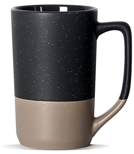 SHOWFULL 500ML große Kaffeetasse, Zweifarbkombination große keramische Teetasse mit großem Henkel mit weiß gesprenkelt für Männer Frauen Restaurant Home Office heiße Getränke, grau