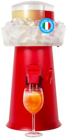 Sprizzer - Aperol Spritz Maschine für Spritz, Dispenser und Mischer mit Eisbehälter für Aperitif, Manuelle Abgabe ohne Elektrizität oder Batterien, Einfach zu Bedienen, Rot, Made in Italy