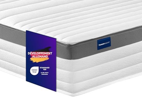 Traumnacht Exklusiv 7-Zonen 1.000er Tonnentaschenfederkernmatratze, Stiftung Warentest Testurteil Gut - Ausgabe 10/2023, 23 cm Premiumhöhe, Öko-Tex zertifiziert, Härtegrad 4 (H4), 90 x 200 cm