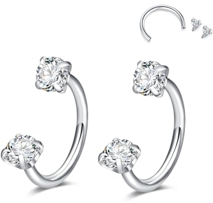 D.Bella Hufeisen Nasenringe Septum Ring 316L Edelstahl CZ Stecker für Lippe Labret Augenbraue Helix Daith Piercing Schmuck für Frauen Männer