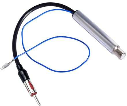 Antennenadapter mit Phantomeinspeisung, Antennenverstärker Phantomeinspeisung ISO auf DIN für Autoradio Nachrüstgerät, Adapter mit Phantomspannung für Dachantenne, Stromversorgung über Antennenkabel