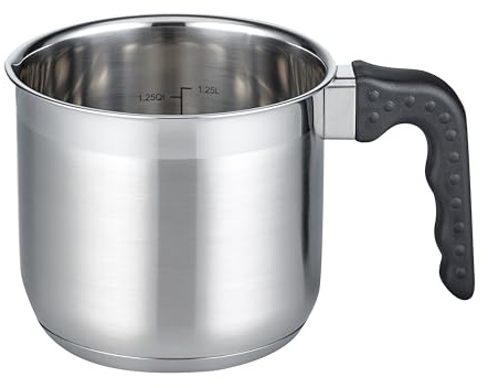 ELO Milchtopf Turmalin 14cm, 1,6l, Edelstahl, Literskala & Öl-Dosier-System | Kapsel-Sandwich-Boden, rutschfeste Kaltgriffe, Edelstahl Flammschutz, unbeschichtet