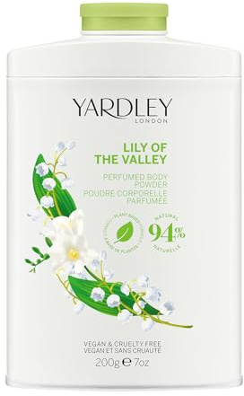 Yardley London Maiglöckchen-Parfümierter Körperpuder, Talkumpuder für Frauen zur Geruchskontrolle und gegen Hautreizungen, Maiglöckchen-Staubpuder 200g