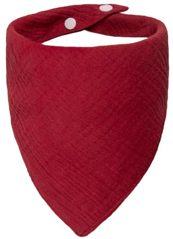 ICEMOOD Haustier-Baumwoll-Bandanas mit verstellbarem Druckknopf für kleine Welpen – Einfarbiges Hundehalstuch,Wein Rot,M