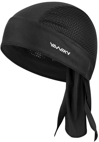YANIKY Sports Bandana Cap - Atmungsaktiv Kopftuch Herren - Bandana Cap Damen Durag Laufmütze Turban Herren Sommer Fahrradmütze Kopftuch für Radfahren Reisen Laufen Fitness (Schwarz)