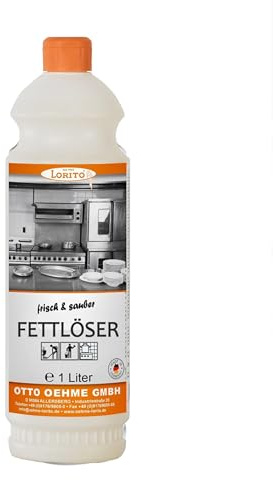 Lorito Fettlöser Küche & Gastronomie, 1L starkes Konzentrat | Hochkonzentrierter Küchenreiniger, Fettentferner für starke Verschmutzungen an Dunstabzugshaube, Grill, Backofen und Fliesen