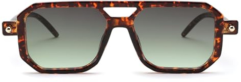 FEISEDY Retro 70er Jahre Sonnebrille Damen Herren Vintage Flache Quadratische Brille mit UV400-Schutz B2622