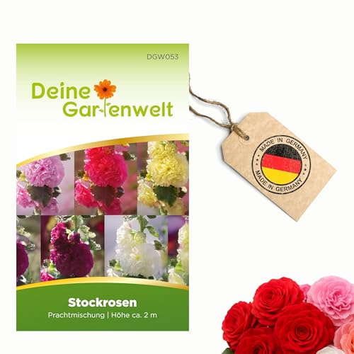Stockrosen Prachtmischung Samen - Alcea rosea - Rosensamen - Blumensamen - Saatgut für 25 Pflanzen