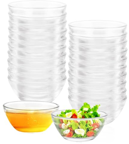 YAYODS 20 Stück Dipschalen Ø 6 cm - Glasschüssel 30 ml - Glasschale - Dip Schalen Set - Kleine Schüsseln - Dip Schälchen - Sojasauce Sushi Schälchen - Glasschälchen - Kompottschalen Glas für Marmelade