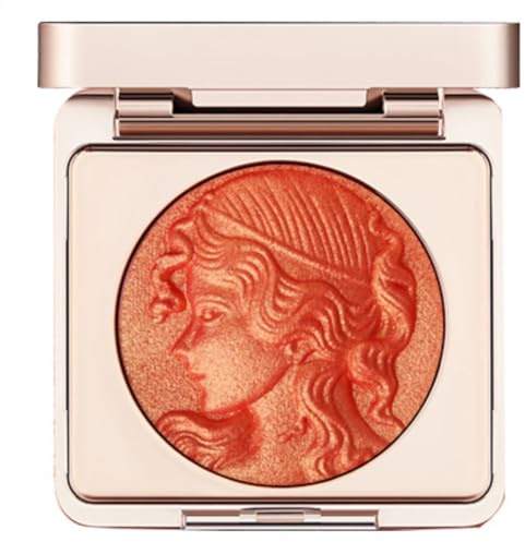KARLOR Blush Puder mit Glanz Orange Rouge Glitzer Palette Relief Rouge Gold Blusher Pulver Glitzernde Perle Glanz Highlighter Make-up Pigmentiert Orange Blusher für Cheeks (02# Orange)
