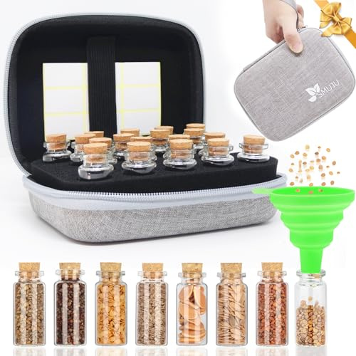 【18 Slots】Saatgut Aufbewahrungsbox, Lagerung von Saatgut, Saatgut Aufbewahrung mit Etiketten Aufklebern und Trichter, Samen Organizer, Seed Storage für Gemüsesamen,Blumensamen (Samen nicht Enthalten)