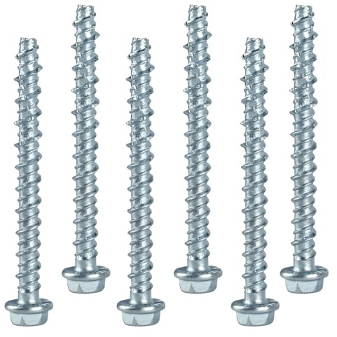 30 Stück Betonschrauben M6 x 75mm, Betonschraube Sechskantkopf Schrauben Set, Betonschrauben ohne Dübel verzinkt mit Scheibe, Schraubanker für Industrie Mauerwerk Beton Architektur