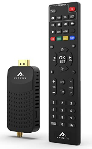 Macwick DVB-T2 Digitaler TV-Decoder Solo Terrestrisch 2025-2026 NO TV-SAT, 1080P H265 HEVC, HD Anschluss HDMI USB PVR-Funktion, unsichtbarer Nano, 2-in-1 Infrarot-Fernbedienung, Kompatibilität