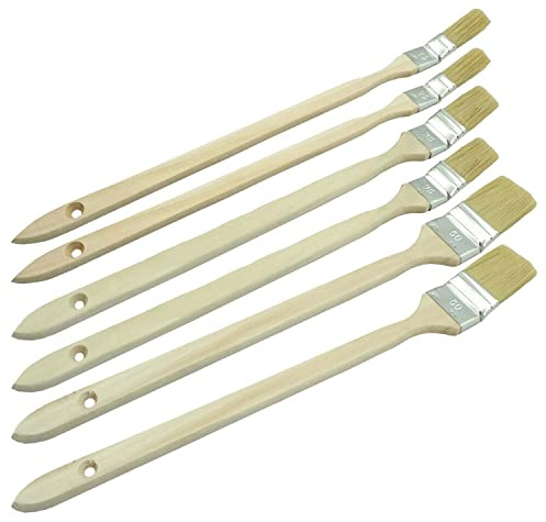 Heizkörperpinsel Set 6-teilig, Weiß, Pinselset für Ecken, Kanten und Heizkörper, 25mm 35mm 50mm
