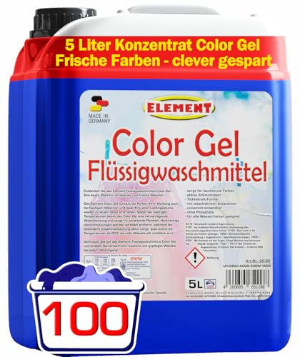 Element Flüssigwaschmittel | Color Gel | 5 Liter | 100 Waschladungen | Waschmittel Color | Waschmittel Buntwäsche | Waschpulver flüssig |