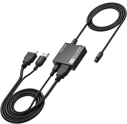 PROZOR HDMI Audio Verteiler ARC Audio-Extraktor Audio Separator 192KHZ ARC zu Glasfaser-Koaxial für Verstärker, Soundbar