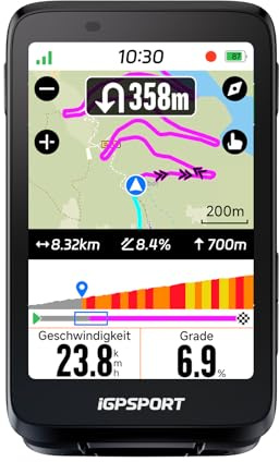 iGPSPORT BiNavi Fahrradcomputer Kabellos, 3,5'' Touch Screen Musiksteuerung Gruppenfahrten Bluetooth ANT+ GPS Fahrrad Navi