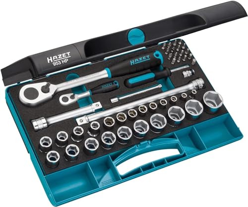 Hazet Steckschlüssel-Satz 953HP, 1/4 Zoll (6,3 mm) Vierkant, Länge 355 mm | 1/4 Zoll (6,3 mm) Vierkant hohl, 1/2 Zoll (12,5 mm) Vierkant hohl, Länge 355 mm, Breite 235 mm, Höhe 65 mm, 3581 g