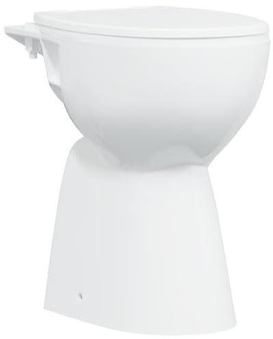 vidaXL Randloses WC, Keramik, Weiß, 50,5x36,5x50 cm, Soft-Close-Sitz, 7 cm Extra Komforthöhe, Tiefspüler, Slim Design, Badezimmer-Toilette, Hygienisch