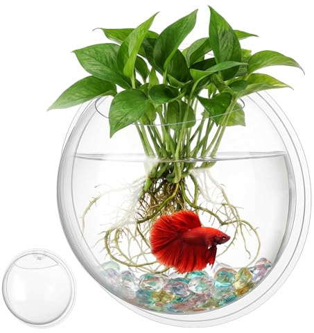 iplusmile Wand-Aquarium Acryl 9.06In Transparent Hängendes Fischglas Fischbecken Für Wandmontage Heimdekoration Wasserpflanzen