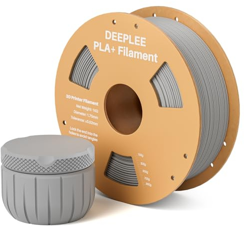 DEEPLEE PLA+ Filament 1.75mm, PLA Plus Grau 1KG | Höhere Zähigkeit, kein Verwickeln, PLA Plus 3D-Drucker-Filament, Maßgenauigkeit +/- 0,02 mm