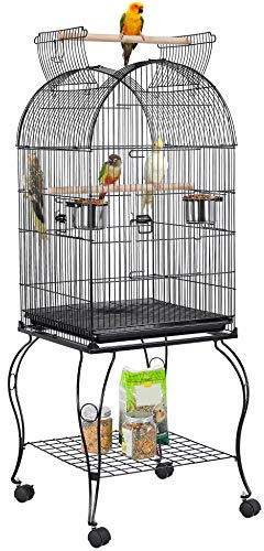 Yaheetech Vogelvoliere großer Vogelkäfig mit Türen Vogelhaus Vogelvoliere Vogelhaus 59 x 59 x 150 cm