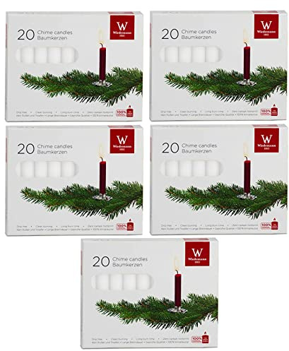 DecoLite Baumkerzen 9,6 cm, Brenndauer 1,5h, Weiß, 100 Stück | Made in Germany, RAL-geprüft, durchgefärbte Christbaumkerzen, ruß- & tropffrei, für handelsübliche Kerzenhalter
