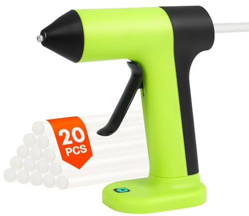 Heißklebepistole Akku, Klebepistole Kabellos, Mini Heißklebepistole, mit 20pcs Heißklebesticks 7mm, 30s Schnelles Aufheizen, Smart Power-Off, für Geschenkdekoration, DIY Handwerk, Reparaturen
