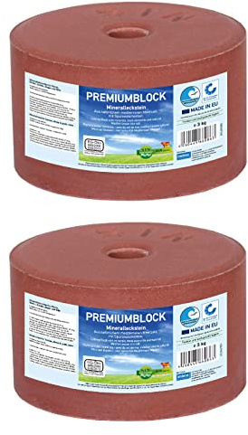 imima Mineralleckstein Pferd PREMIUMBLOCK Salzleckstein Set 2 x 3kg - Salzlecksteine für Pferde, Schafe, Ziegen, Wild und Rind - Salz Leckstein Mineralstein