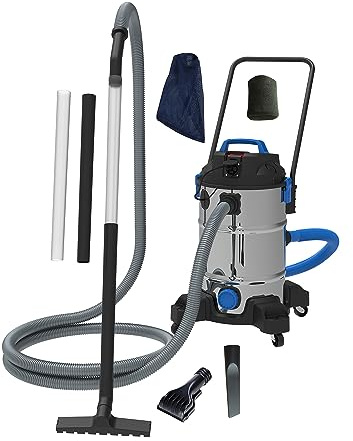 AquaForte - Teichschlammsauger Pro 1200W mit interner Schmutzwasserpumpe für kontinuierliches Absaugen bis 2,5m Tiefe 35L Tank inklusive Vorfilterbeutel und umfangreichem Zubehör Set
