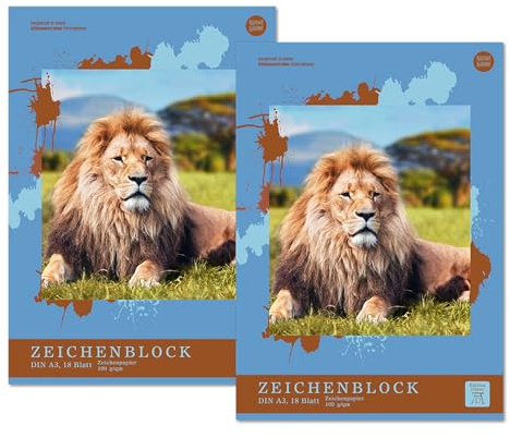 Lumart Zeichenblock - 2 Stück à 18 Blatt, DIN A3, 100 g/m² | Malblöcke zum Malen und Zeichnen für Kinder und Erwachsene