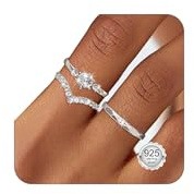 Maynor 3 Stück Ringe Silber 925 Damen Ring Frauen Cubic Zirkonia Verlobungsring Damen Verstellbare Statement Ring Damen Stapelbare Daumenring Fingerring Set Schmuck