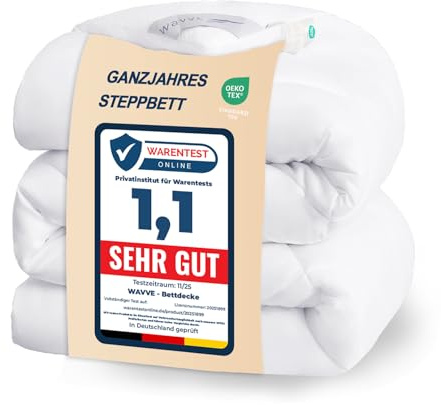 WAVVE Bettdecke 200x200cm Ganzjahresdecke 4 Jahreszeiten, Steppdecke 300gsm Mikrofaser 200x200 cm, Super Weiche Zudecke Schlafdecke Atmungsaktive 200 x 200 Weiß