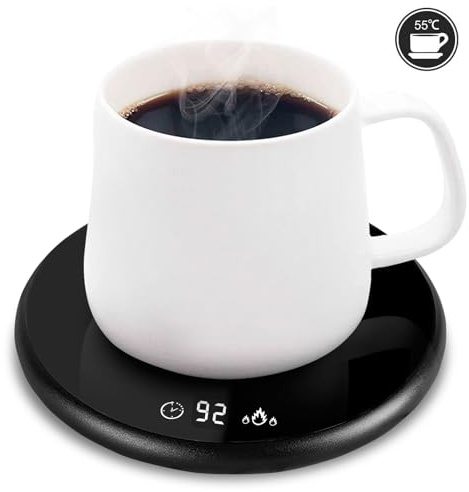 Kaffeebecherwärmer Tassenwärmer Elektrischer Kaffeetassenwärmer für den Schreibtisch mit 2 Temperaturregelungen 9h Abschaltautomatik für Milch Kaffee Kerzenwärmer Tee Getränkewärmer (Schwarz)