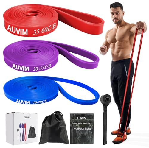 AUVIM Widerstandsbänder Set Fitnessbänder 3 Verschiedene Stufen von Widerstandsbändern für Krafttraining,Stretching,Calisthenics, Cross-Fitness,Pilates,Yoga