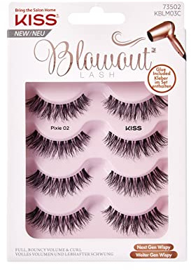 KISS Blowout Lash Multipack „Pixie 02“ – Künstliche Wimpern mit Volumen & Curl Effekt, Dramatische Fake Lashes, Wiederverwendbare Strip Lashes für natürlichen & glamourösen Look, Schwarz