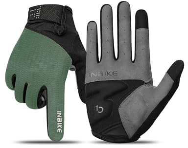 INBIKE Fahrradhandschuhe MTB Moutainbike vHandschuhe Langfinger Herren Touchscreen rutschfest Stoßfest Elastisch Reflektierend Atmungsaktiv Radsport Multifunkton IHC406 Grün XL