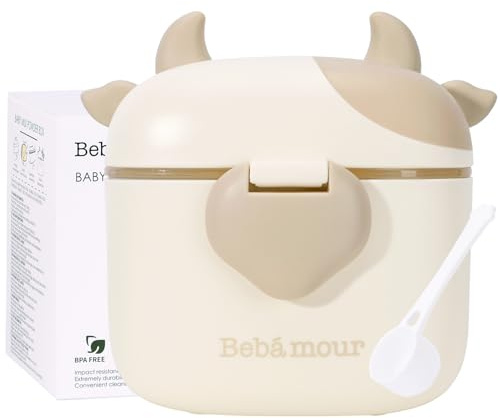 Bebamour Milchpulver Portionierer 500ML Formelspender mit Schaufel und Nivellierer, tragbare Aufbewahrungsformel, Behälter für Reisen, nicht verschüttet,Khaki