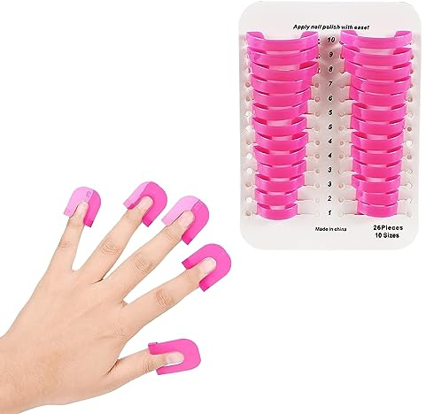 26pcs Nagellack Schablone, Nail Polish Stencil, Nail Painting Guide, 10 Sizes Wiederverwendbar Nägel Edge Hautbarriere Kit, Nagelschablone Fingernägel Schablonen für Nailart