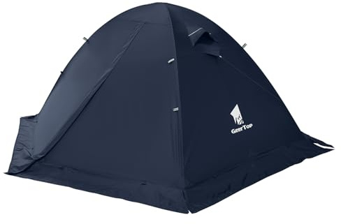 GEERTOP 2 Personen Zelt Kuppelzelt Campingzelt, Aluminiumstangen Wasserdichten, Zwei Personen 4 Jahreszeiten Ideal für Camping Wandern Reisen und Klettern (Nacht Blau)