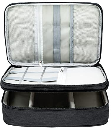 Ruyosn Kabel Organizer Tasche Kabel Wasserdicht Kabeltasche Groß Festplattentasche Elektronische Tasche Doppelschicht Elektro Organizer Cable Bag Elektronik Zubehör Organisator Schwarz