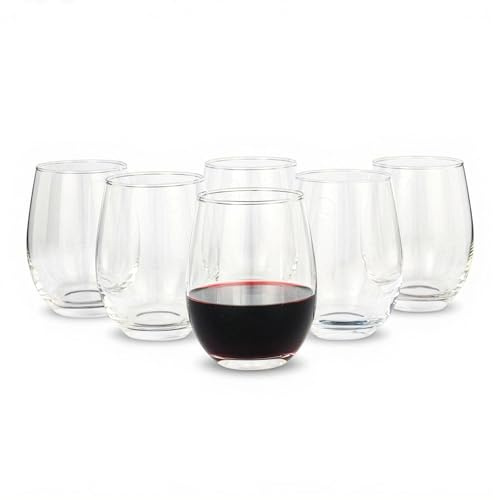 Amazon Basics Stiellose Rotweingläser, 6-Teiliges Set, 532,2ml, Spülmaschinenfest